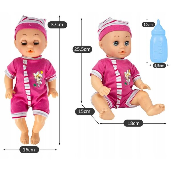 Baby Doll Interattiva Grande 37 cm che Parla, Ride, Piange e Piglia la Bottiglia