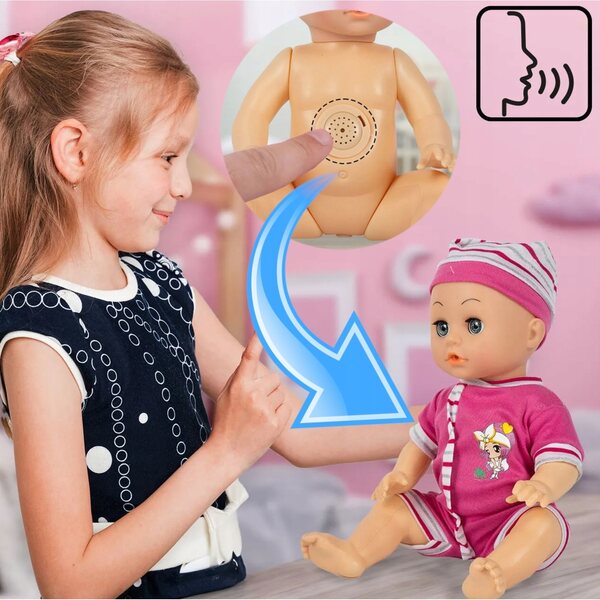 Baby Doll Interattiva Grande 37 cm che Parla, Ride, Piange e Piglia la Bottiglia