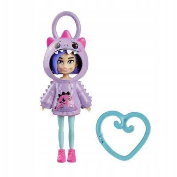 Polly Pocket Lilla Bambola con Portachiavi - Felpa e Dinosauro Mattel