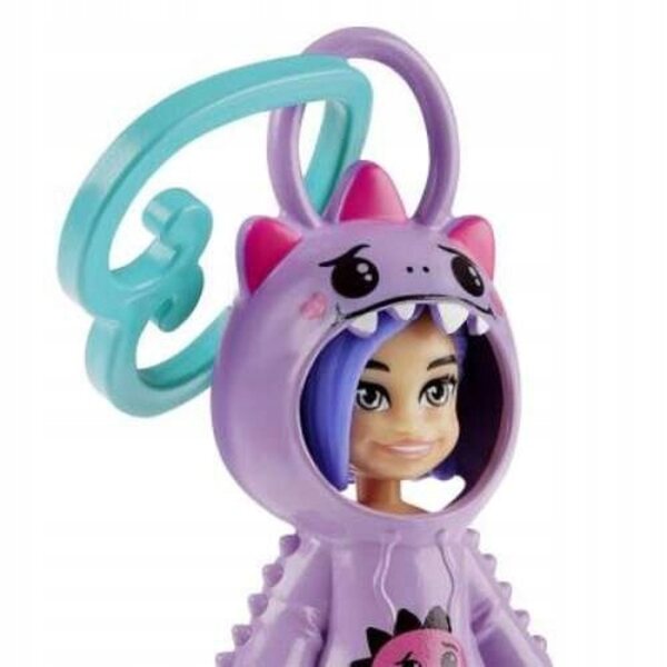 Polly Pocket Lilla Bambola con Portachiavi - Felpa e Dinosauro Mattel