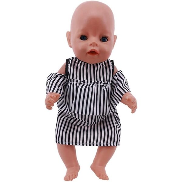 Schwarz gestreiftes Kleid für 18 Zoll amerikanische Puppen – 43-46 cm Puppenkleidungsset