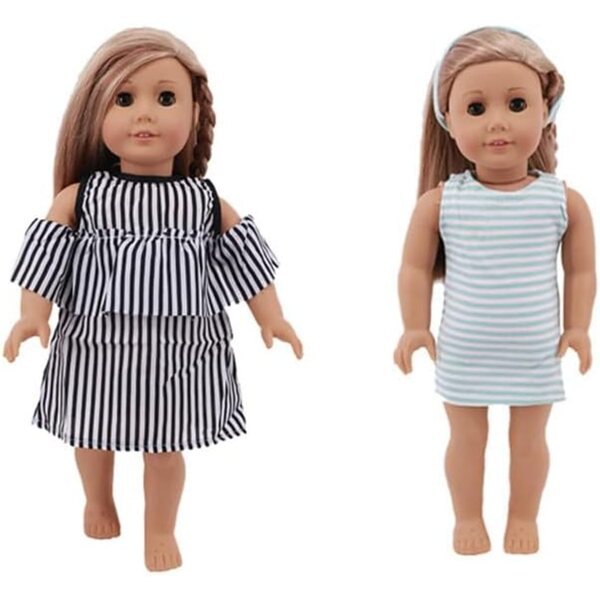 Schwarz gestreiftes Kleid für 18 Zoll amerikanische Puppen – 43-46 cm Puppenkleidungsset