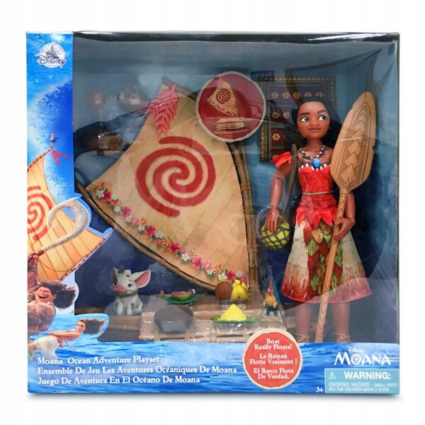 Moana Vaiana bambola originale con Hei Pua, barca e accessori Disney Store 30 cm
