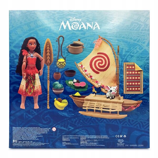 Moana Vaiana bambola originale con Hei Pua, barca e accessori Disney Store 30 cm