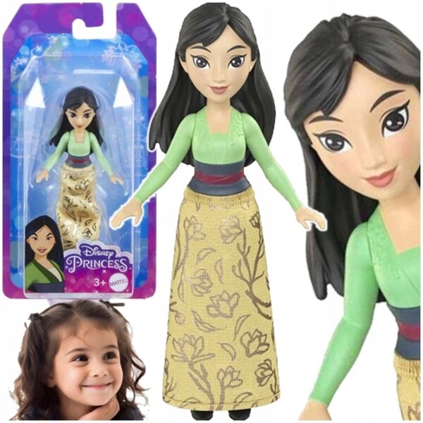 Bambola Disney Princess Mulan con gonna scintillante - Mattel 9 cm