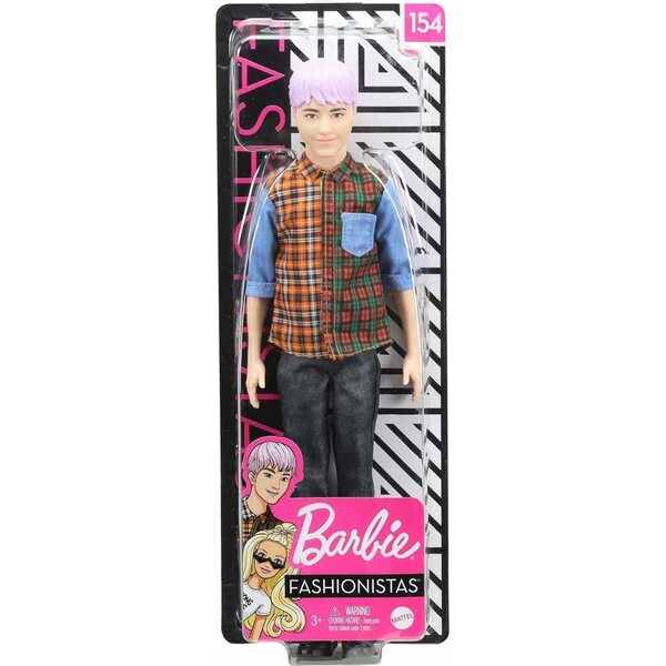 Barbie Ken Fashionistas GHW70 mit lavendelfarbenen Haaren und lässigem Look, 29 cm