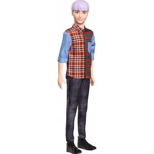 Barbie Ken Fashionistas GHW70 mit lavendelfarbenen Haaren und lässigem Look, 29 cm