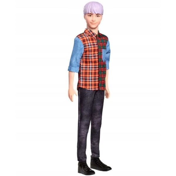 Barbie Ken Fashionistas GHW70 mit lavendelfarbenen Haaren und lässigem Look, 29 cm