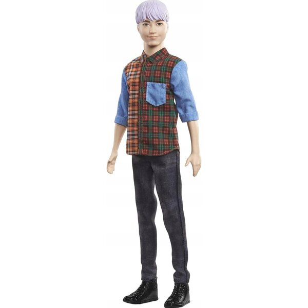 Barbie Ken Fashionistas GHW70 mit lavendelfarbenen Haaren und lässigem Look, 29 cm