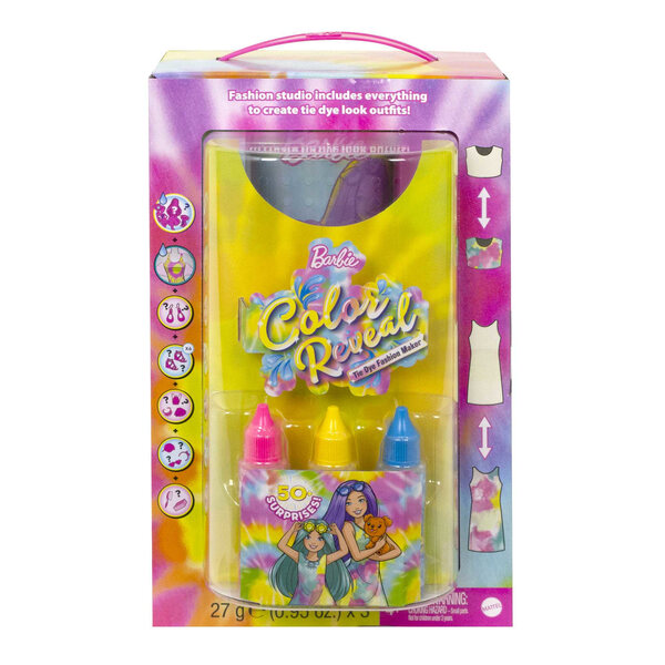 Barbie Color Reveal Neon Tie-Dye - Set creativo con 2 bambole e 50 sorprese