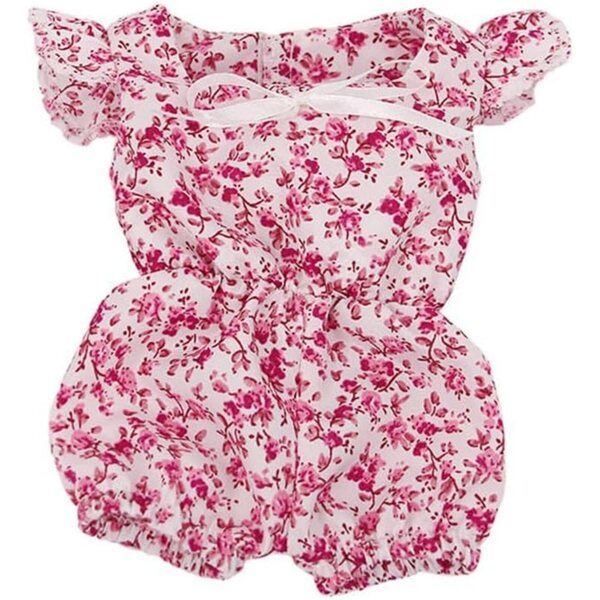 Rosa Overallkleid für 18-Zoll-amerikanische Puppen mit Schleife und Blumenmuster