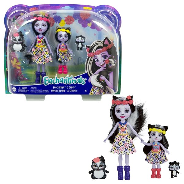 Enchantimals Sage und Sabella Skunk Set 2 Puppen mit Tieren ab 4 Jahren