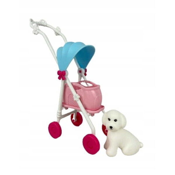 Anlily Happy Time Puppe mit Hund und Zubehör im Kinderwagen für Mädchen ab 3 Jahren
