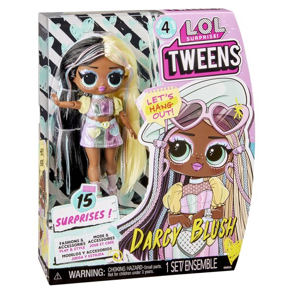 L.O.L. Surprise Dolls Tweens Darcy Blush mit 15 Zubehörteilen und Ständer