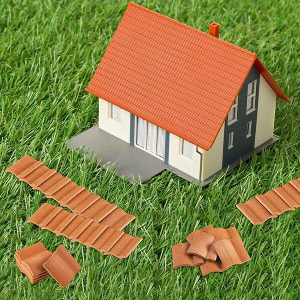 Set di 400 Tegole in Argilla per Tetti Miniatura Casa delle Bambole, Mattone Rosso e Grigio