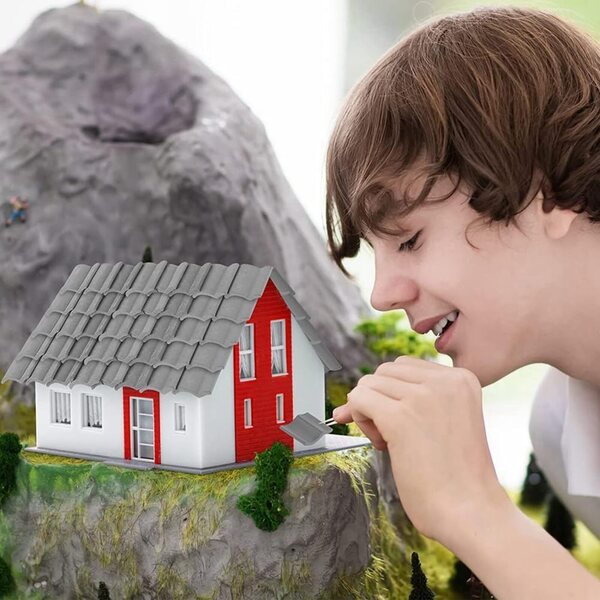 Set di 400 Tegole in Argilla per Tetti Miniatura Casa delle Bambole, Mattone Rosso e Grigio