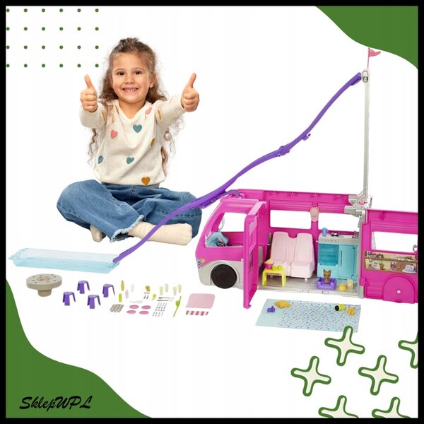 Barbie Kamper of Adventures mit verwandelbarem Haus und 60 Accessoires für Kinder