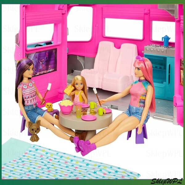 Barbie Kamper of Adventures mit verwandelbarem Haus und 60 Accessoires für Kinder