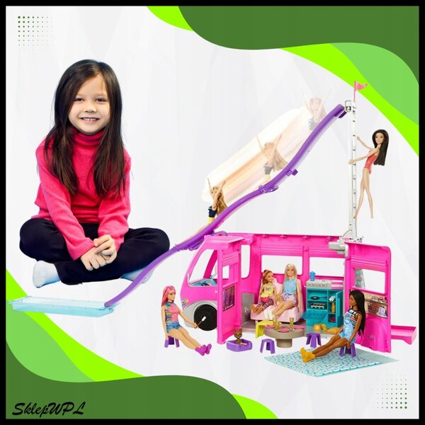 Barbie Kamper of Adventures mit verwandelbarem Haus und 60 Accessoires für Kinder