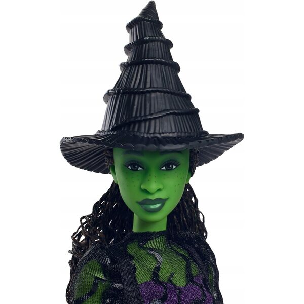 Bambola Elphaba del film Wicked Mattel, 29 cm, pelle verde, trecce + accessori