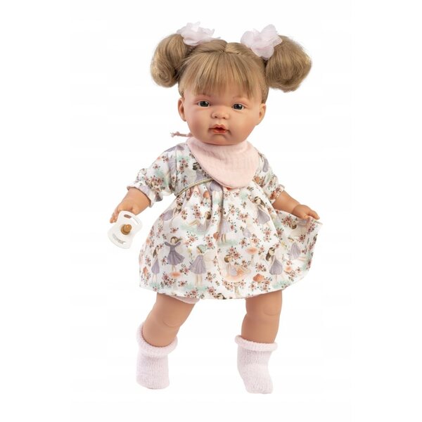 Bambola Piangente Joelle 38 cm Llorens con vestiti in cotone organico e materiali riciclati
