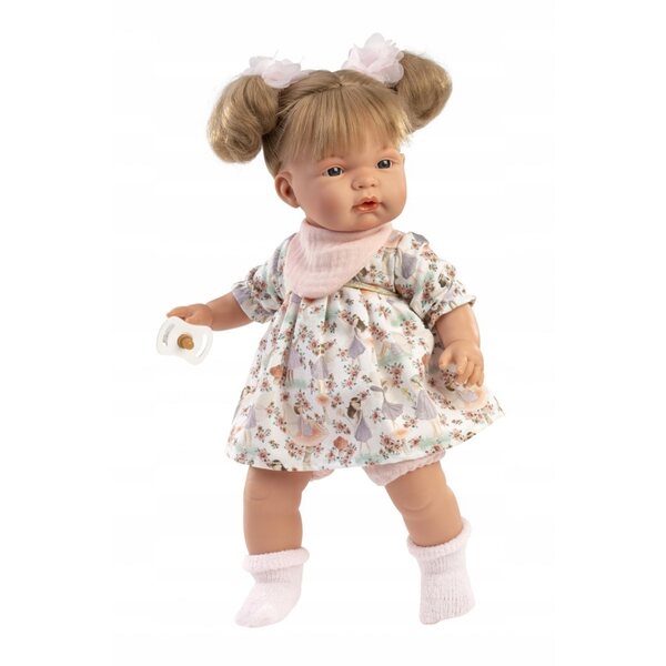 Bambola Piangente Joelle 38 cm Llorens con vestiti in cotone organico e materiali riciclati