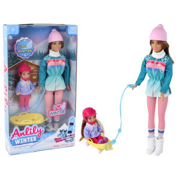 Anlily Schlittenpuppen mit Mutter und Tochter – Winterspaß-Set für Kinder