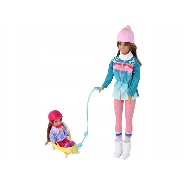 Anlily Schlittenpuppen mit Mutter und Tochter – Winterspaß-Set für Kinder