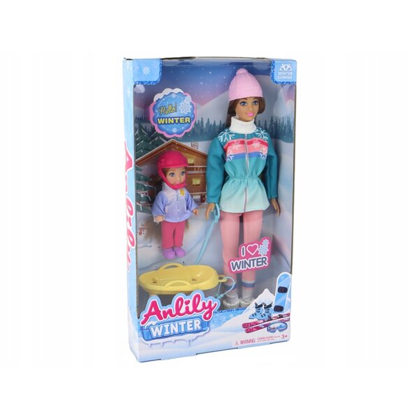 Anlily Schlittenpuppen mit Mutter und Tochter – Winterspaß-Set für Kinder