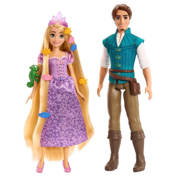 Set Bambole Disney Principesse Rapunzel e Flynn con Accessori Originali