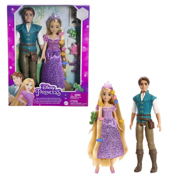 Set Bambole Disney Principesse Rapunzel e Flynn con Accessori Originali