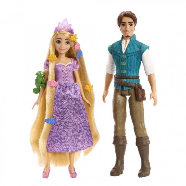 Set Bambole Disney Principesse Rapunzel e Flynn con Accessori Originali
