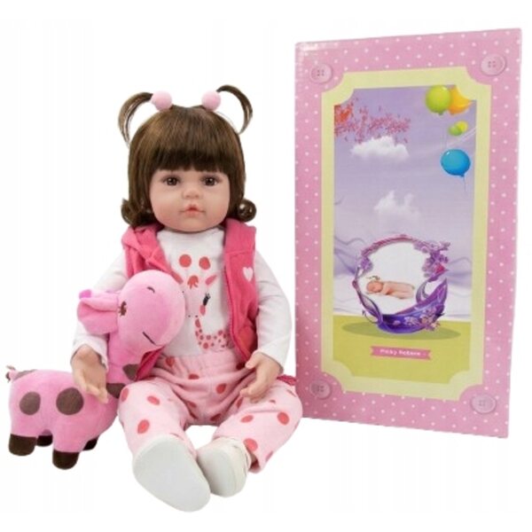Bambola Reborn Keiumi Girl 55 cm con Orsetto Giraffa - Realistica e Morbida