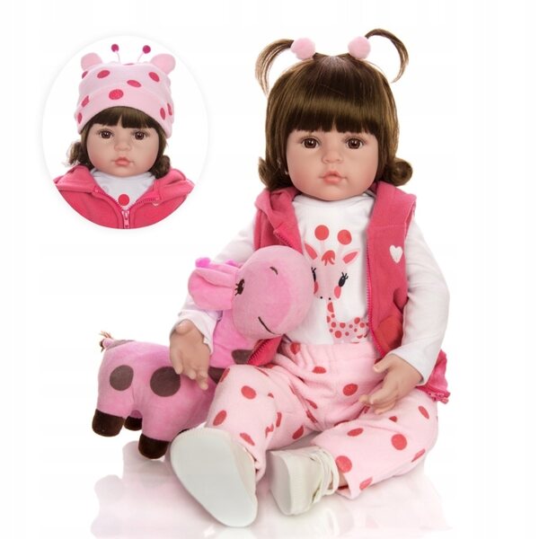 Bambola Reborn Keiumi Girl 55 cm con Orsetto Giraffa - Realistica e Morbida