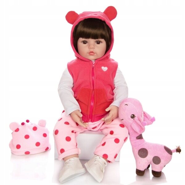 Bambola Reborn Keiumi Girl 55 cm con Orsetto Giraffa - Realistica e Morbida