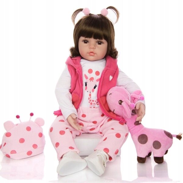 Bambola Reborn Keiumi Girl 55 cm con Orsetto Giraffa - Realistica e Morbida