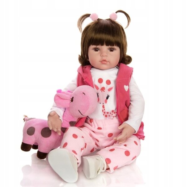 Bambola Reborn Keiumi Girl 55 cm con Orsetto Giraffa - Realistica e Morbida