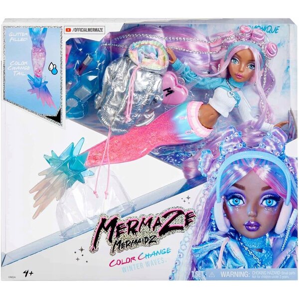 Mermaze Sirenaz Winter Waves Bambola Sirena 34 cm con Cambia Colore e Accessori