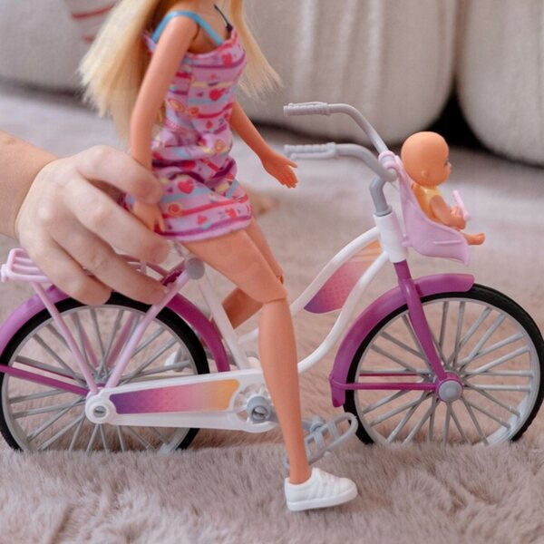 Bambola Lily con bicicletta e bambino sulla sedia, set WOOPIE per bambini dai 3 anni in su