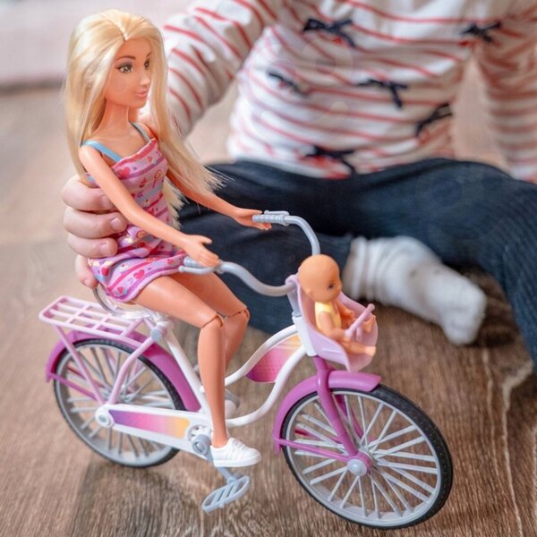 Bambola Lily con bicicletta e bambino sulla sedia, set WOOPIE per bambini dai 3 anni in su