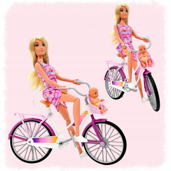Bambola Lily con bicicletta e bambino sulla sedia, set WOOPIE per bambini dai 3 anni in su