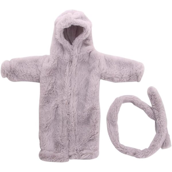 Plüsch-Winterkleid für 18-Zoll-amerikanische Puppen, grau, weich und bequem