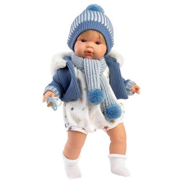 Bambola piangente Sasha 38cm in cotone e vinile, vestiti inclusi