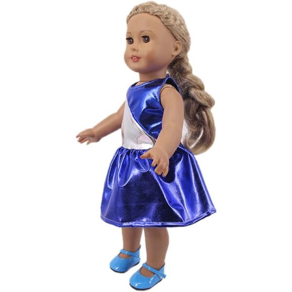 Glitzerndes blaues Kleid für 18-Zoll-amerikanische Puppen – komplettes Set