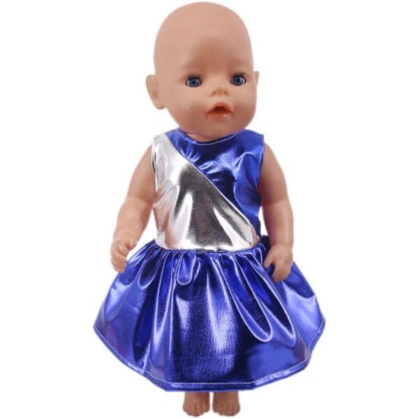 Glitzerndes blaues Kleid für 18-Zoll-amerikanische Puppen – komplettes Set