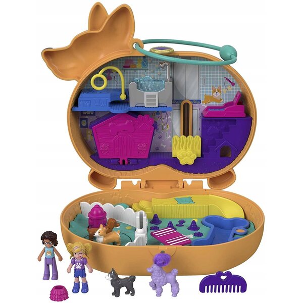 Polly Pocket Set con Cane Corgi e Accessori in Borsetta - Gioco per Bambini 4+