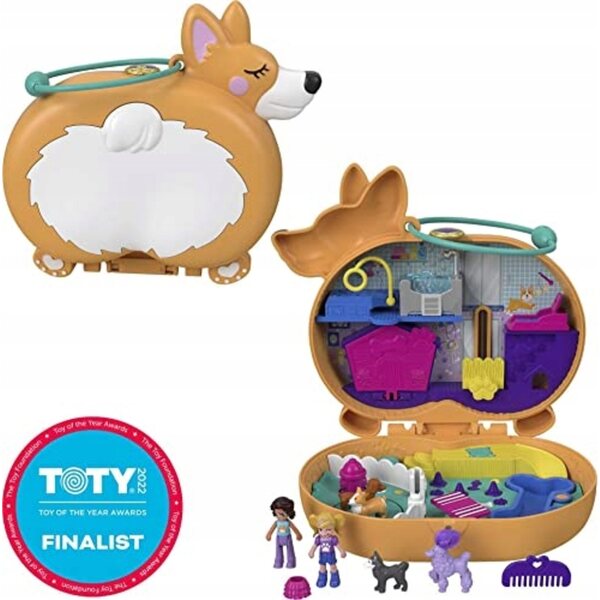 Polly Pocket Set con Cane Corgi e Accessori in Borsetta - Gioco per Bambini 4+