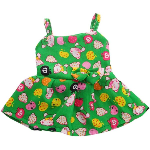 18-Zoll-Puppenkleid, grüner Rock mit Schleifenaufdruck – Sommer-Accessoire