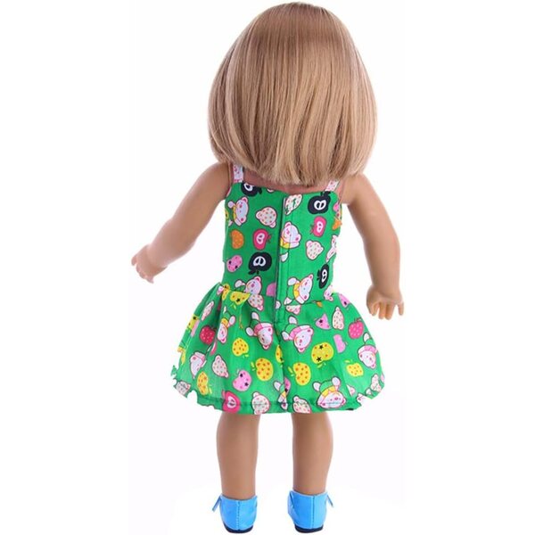18-Zoll-Puppenkleid, grüner Rock mit Schleifenaufdruck – Sommer-Accessoire