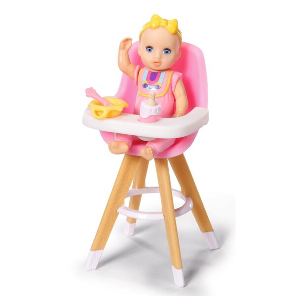 Baby Born Minis-Set mit Hochstuhl zum Mittagessen und Luna-Puppe, 7 cm